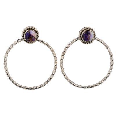 Sale Photo Thumbnail #98: HaDa Collection Sterling Violet Rose Dahlia Hoop Earrings