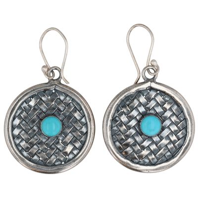 Sale Photo Thumbnail #278: Southwest Sterling Turquoise Weave Earrings