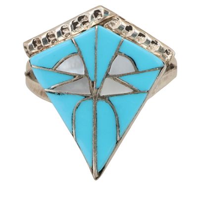 Sale Photo Thumbnail #47: Connie Epaloose Zuni Sterling Multi-Stone Inlay Ring Sz 5.25