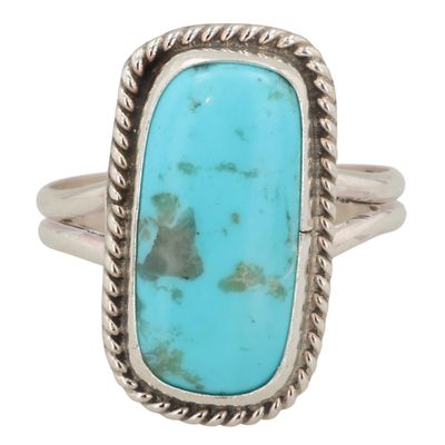 Sale Photo Thumbnail #252: Bryan Begay Navajo Sterling Turquoise Ring Sz 7.25