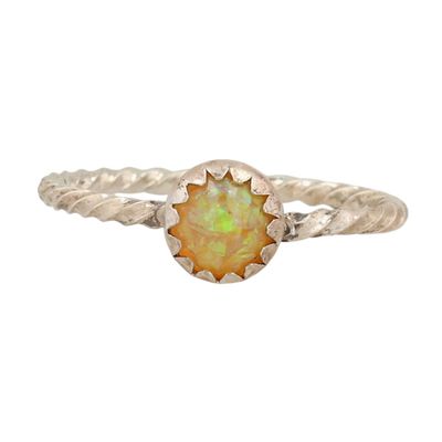 Sale Photo Thumbnail #441: Esther White Navajo Sterling Opal Ring Sz 3.5