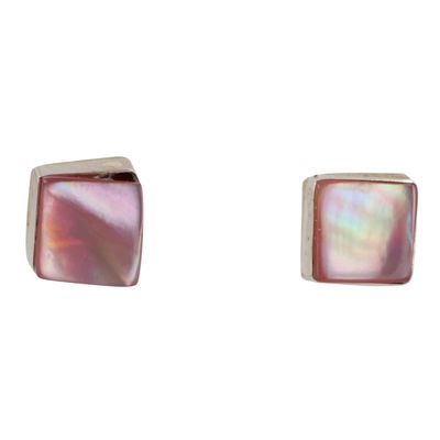 Sale Photo Thumbnail #203: Angie Rosetta Zuni Sterling Mother of Pearl Earrings