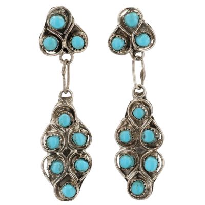 Sale Photo Thumbnail #377: Waylon Johnson Zuni Sterling Turquoise Snake Eye Earrings