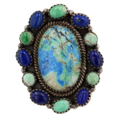 Sale Photo Thumbnail #518: HaDa Collection Sterling Multi-Stone Adjustable Ring