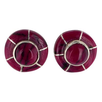 Sale Photo Thumbnail #208: Valerie Benally Navajo Sterling Purple Inlay Earrings
