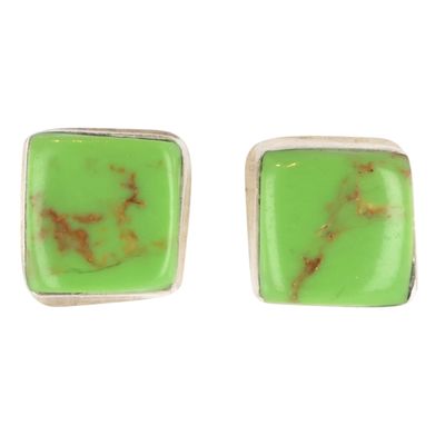 Sale Photo Thumbnail #255: Angie Rosetta Zuni Sterling Gaspeite Earrings
