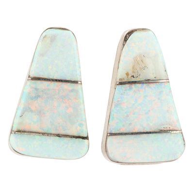 Sale Photo Thumbnail #464: Avery Norton Navajo Sterling Opal Inlay Earrings