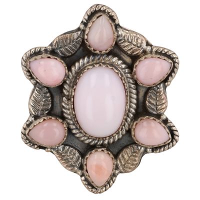 Sale Photo Thumbnail #572: HaDa Collection Sterling Pink Opal Adjustable Ring