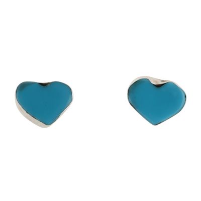 Sale Photo Thumbnail #83: Dorothy Weha Zuni Sterling Turquoise Heart Earrings