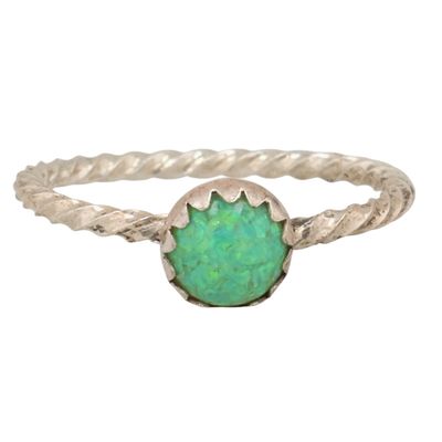 Sale Photo Thumbnail #264: Esther White Navajo Sterling Opal Ring Sz 3