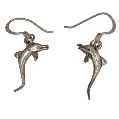 Sale Photo Thumbnail #359: Francis Pete Navajo Sterling Dolphin Earrings