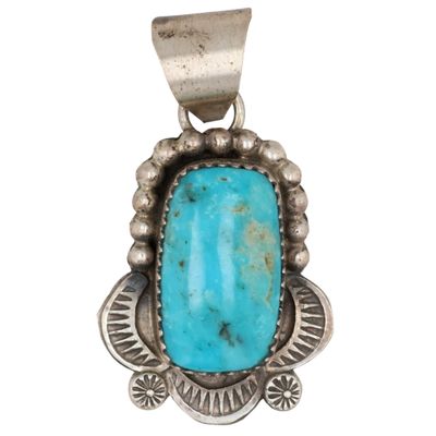 Sale Photo Thumbnail #551: Tia Long Navajo Sterling Kingman Turquoise Pendant