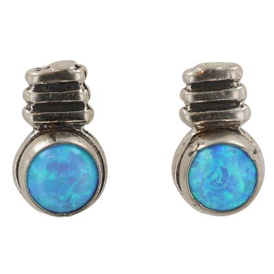 Sale Photo Thumbnail #129: Southwest Sterling Opal Earrings
