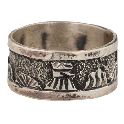 Sale Photo Thumbnail #152: Elaine Becenti Navajo Sterling Storyteller Ring Sz 9