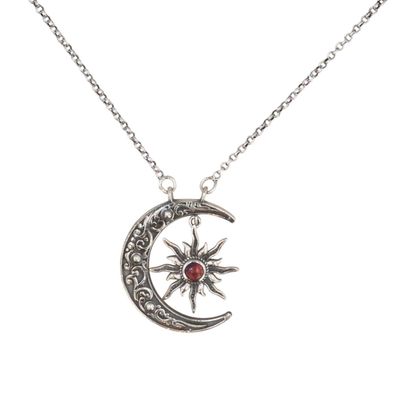 Sale Photo Thumbnail #237: HaDa Collection Sterling Pink Dahlia Crescent Moon Necklace