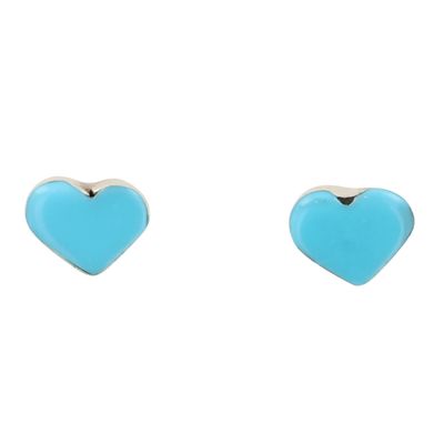 Sale Photo Thumbnail #513: Angie Rosetta Zuni Sterling Turquoise Heart Earrings