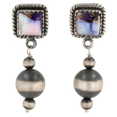 Sale Photo Thumbnail #210: HaDa Collection Sterling Violet Rose Dahlia Oxidized Bead Earrings