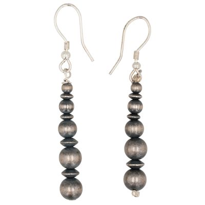 Sale Photo Thumbnail #408: Mason Lee Navajo Sterling Oxidized Bead Earrings