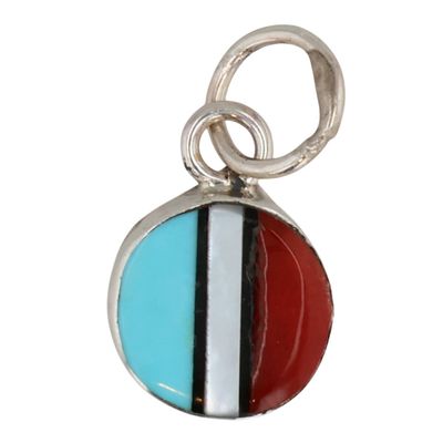 Sale Photo Thumbnail #558: James Cheama Zuni Sterling Multi-Stone Inlay Pendant