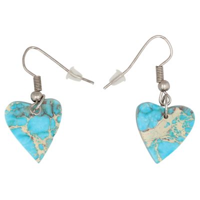 Sale Photo Thumbnail #545: Southwest Sterling Blue Indigo Turquoise Heart Earrings