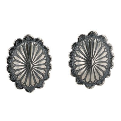 Sale Photo Thumbnail #217: Southwest Sterling Stamped Concho Earrings