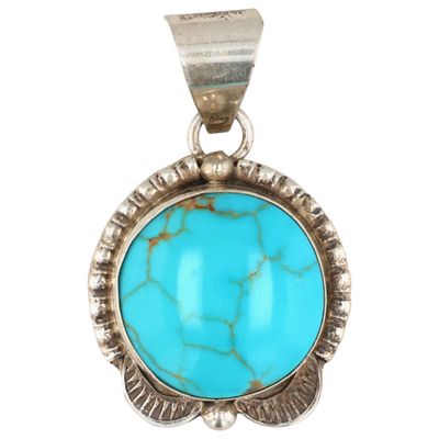 Sale Photo Thumbnail #492: Tia Long Navajo Sterling Kingman Turquoise Pendant