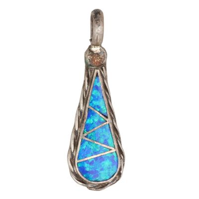 Sale Photo Thumbnail #290: Swain Charley Zuni Sterling Opal Inlay Pendant