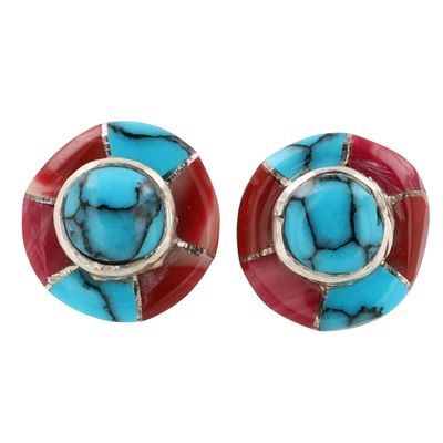 Sale Photo Thumbnail #84: Valerie Benally Navajo Sterling Multi-Stone Inlay Earrings