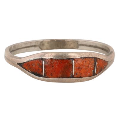 Sale Photo Thumbnail #397: Signed J Navajo Sterling Spiny Oyster Ring Sz 8.75