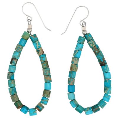 Sale Photo Thumbnail #302: Southwest Sterling Kingman Turquoise Bead Earrings