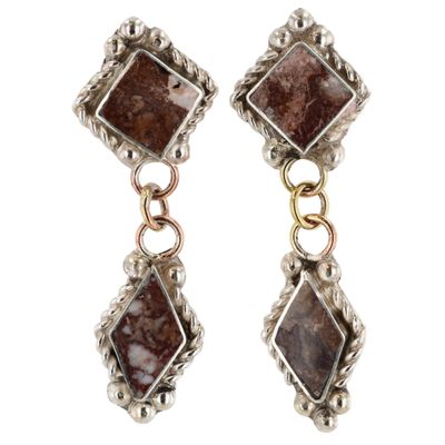 Sale Photo Thumbnail #106: Raquel Booqua Zuni Sterling Wild Horse Magnesite Earrings