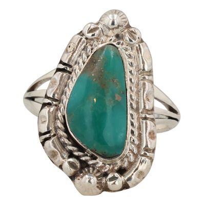 Sale Photo Thumbnail #13: Alice Sanders Navajo Sterling Kingman Turquoise Ring Sz 8
