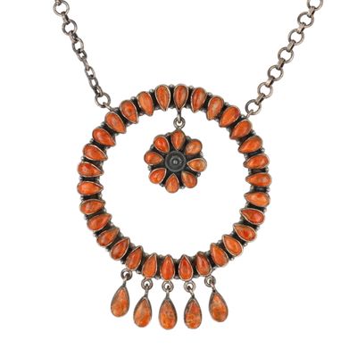 Sale Photo Thumbnail #400: HaDa Collection Sterling Apple Coral Petit Point Necklace