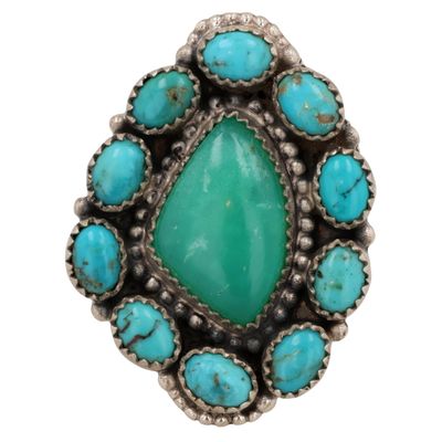 Sale Photo Thumbnail #340: HaDa Collection Sterling Turquoise Adjustable Ring