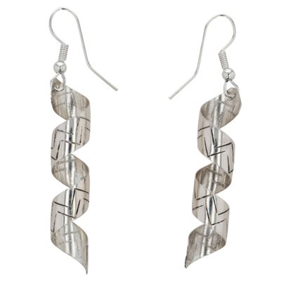 Sale Photo Thumbnail #369: Florence Tahe Navajo Sterling Stamped Spiral Earrings