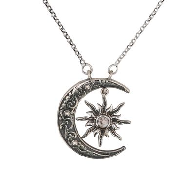 Sale Photo Thumbnail #181: HaDa Collection Sterling Wild Horse Magnesite Crescent Moon Necklace