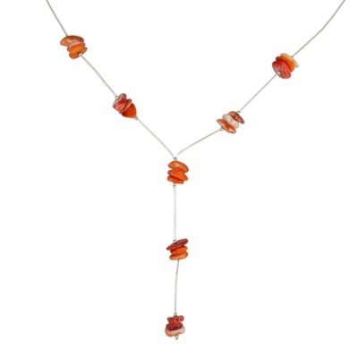 Sale Photo Thumbnail #242: Southwest Sterling Liquid Silver Spiny Oyster Lariat Necklace