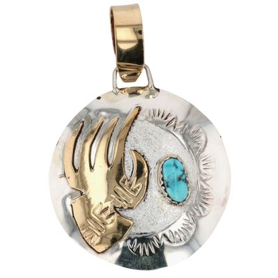 Sale Photo Thumbnail #41: Genevieve Francisco Navajo Sterling Turquoise Bear Paw Pendant