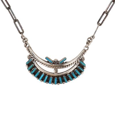 Sale Photo Thumbnail #318: Southwest Sterling Turquoise Needlepoint Necklace
