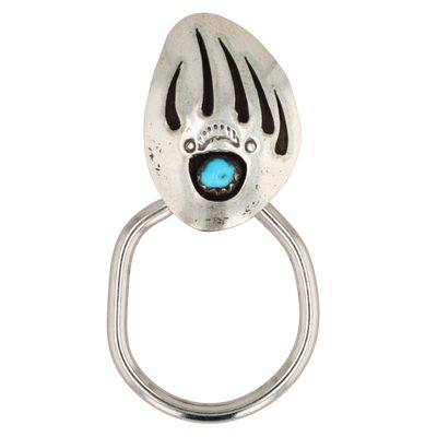 Sale Photo Thumbnail #225: Ervin Begay Navajo Sterling Turquoise Bear Paw Keychain