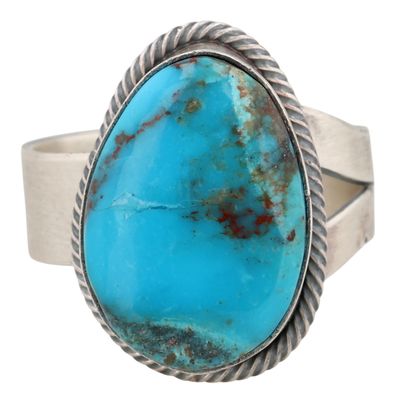 Sale Photo Thumbnail #599: Scott Skeets Navajo Sterling Turquoise Ring Sz 8.25