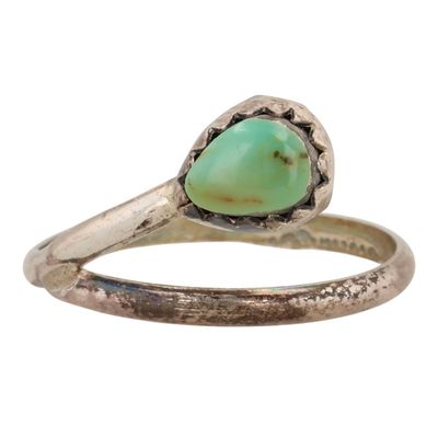 Sale Photo Thumbnail #215: Linda Yazzie Navajo Sterling Kingman Turquoise Ring Sz 4.25
