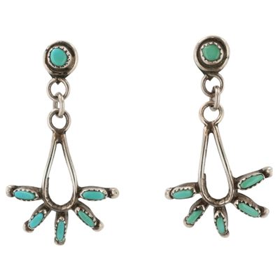 Sale Photo Thumbnail #521: Southwest Sterling Turquoise Dangle Earrings