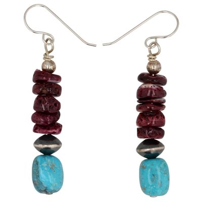 Sale Photo Thumbnail #538: Betty Bitsie Navajo Sterling Multi-Stone Earrings