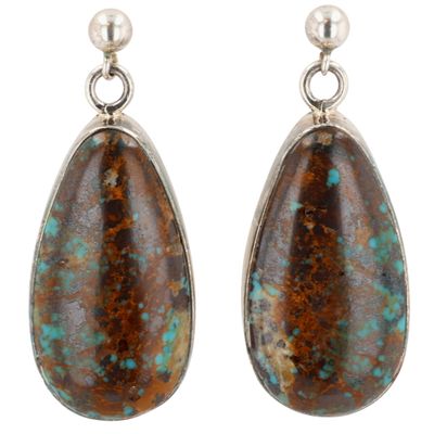 Sale Photo Thumbnail #560: Janice Largo Navajo Sterling Kingman Turquoise Earrings