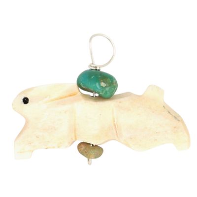 Sale Photo Thumbnail #59: Allison White Navajo Sterling Moose Horn Turquoise Rabbit Pendant