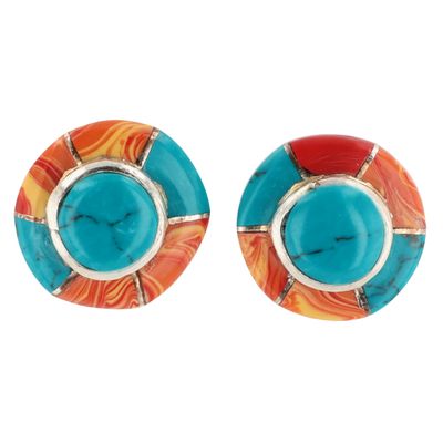 Sale Photo Thumbnail #148: Valerie Benally Navajo Sterling Multi-Stone Inlay Earrings