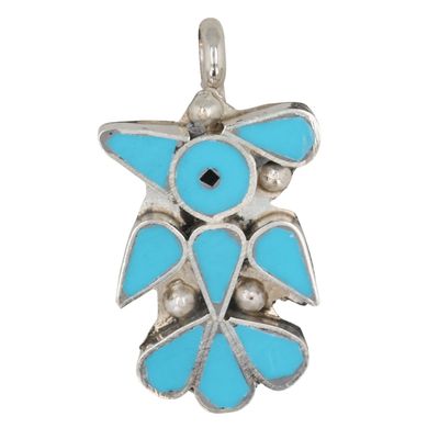 Sale Photo Thumbnail #373: Pino Yunie Zuni Sterling Turquoise Thunderbird Pendant