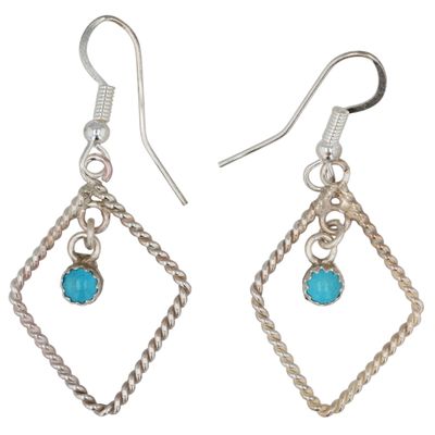 Sale Photo Thumbnail #127: Sylvia Chee Navajo Sterling Turquoise Dangle Earrings