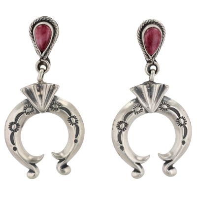 Sale Photo Thumbnail #164: Verley Betone Navajo Sterling Spiny Oyster Naja Earrings